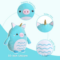Cute Unicorn Stuffed Animal, Unicorn Plush Toy Pillow, Stuffed Unicorn Gift for Girls, Babies, Birthday for Kids of All Ages - 10 Inch