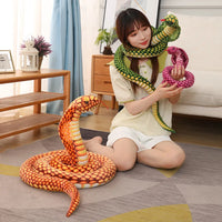 Giant Cobra Plush Toy: Soft and Cuddly Stuffed Animal Snake, Perfect Simulation Plushie Pillow for Children's Birthday Gifts