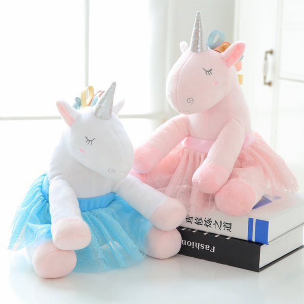 Lovely Soft Plush Unicorn In Ballet Skirt Doll Stuffed Animal Pillow