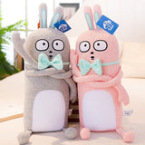 Soft Stuffed Rabbit with Bow Tie Doll Super Cute Plush Bunny Toy