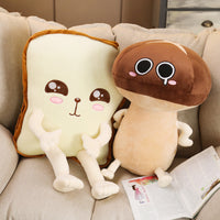 Giant Stuffed Cartoon Toast Toy Cute Mushroom Throw Pillow Kids Gift