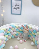 Four Strand Danish Weave Baby Bed Bumper Handmade Knotted Ball Pillow