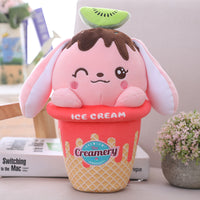 Stuffed Ice Cream Shaped Rabbit Toy Cute Plush Animal Soft Pillow