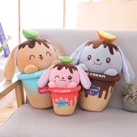 Stuffed Ice Cream Shaped Rabbit Toy Cute Plush Animal Soft Pillow