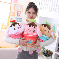 Stuffed Ice Cream Shaped Rabbit Toy Cute Plush Animal Soft Pillow
