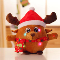 Cute Elk Plush Toy Stuffed Singing and Light up Christmas Elk Doll