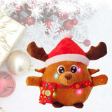 Cute Elk Plush Toy Stuffed Singing and Light up Christmas Elk Doll