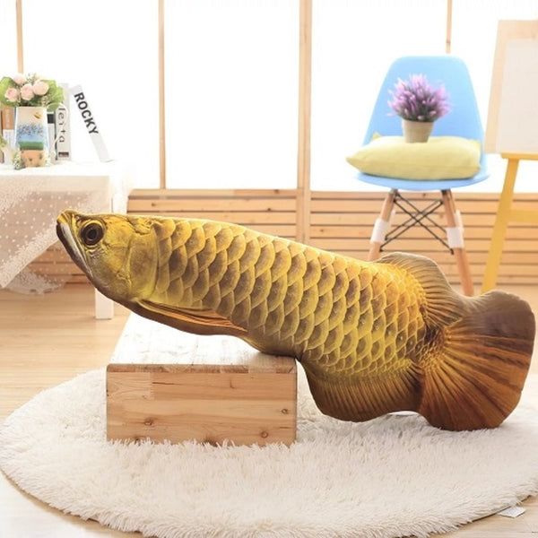 Gold Arowana Kelisa Yellow Croker Lifelike Fish Plush Toy Pillow