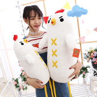 Dumb Chicken Plush Toys White Soft Stuffed Chicken Cock Doll Pillow