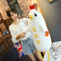 Dumb Chicken Plush Toys White Soft Stuffed Chicken Cock Doll Pillow