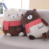 Chocolate Lovers Bear Plush Toys With Beautiful Scarf Stuffed Bear Doll Toy