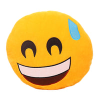 32cm Emoji Emoticon Yellow Round Cushion Stuffed Plush Soft Pillow Role Play Games Accessories Gift for Kids