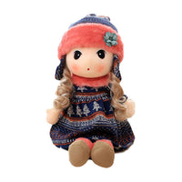 Stuffed Girls Doll Toy Beautiful Plush Dolls in Knit Skirts Flower Hat