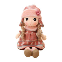 Stuffed Girls Doll Toy Beautiful Plush Dolls in Knit Skirts Flower Hat