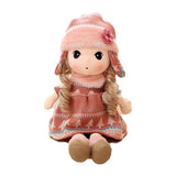 Stuffed Girls Doll Toy Beautiful Plush Dolls in Knit Skirts Flower Hat