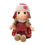 Stuffed Girls Doll Toy Beautiful Plush Dolls in Knit Skirts Flower Hat