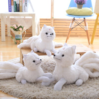 Stuffed White Nine-tail Fox Toy Cute plush Animal Kids Birthday Gift