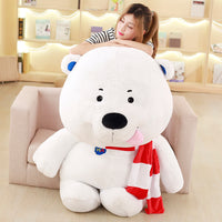 Soft White Bear with Scarf Plush Toy Cute Stuffed  Animal Doll