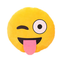 32cm Emoji Emoticon Yellow Round Cushion Stuffed Plush Soft Pillow Role Play Games Accessories Gift for Kids