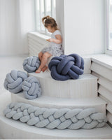 Four Strand Danish Weave Baby Bed Bumper Handmade Knotted Ball Pillow