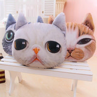 3D Plush Cat Head Shape Pillow Car Sofa Chair Back Cushion