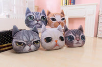 3D Plush Cat Head Shape Pillow Car Sofa Chair Back Cushion