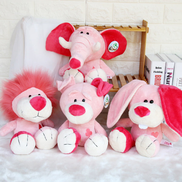 Lovely Pink Dog Bunny Plush Toys Soft Stuffed Lion Elephant Kids Doll