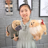 Realistic Cute Stuffed Dog Toy Plush Puppy Animal Pillow Gift for Kids Pomeranian