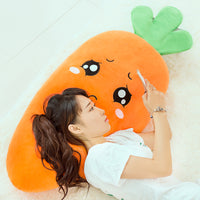 Giant Lovely Emoji Plush Carrot Toy Cartoon Stuffed Soft Fruit Pillow