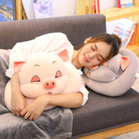 Stuffed Soft Cartoon Pig Pillow with Blanket Lovely Animal Plush Toy