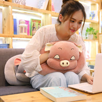 Stuffed Soft Cartoon Pig Pillow with Blanket Lovely Animal Plush Toy
