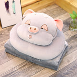 Stuffed Soft Cartoon Pig Pillow with Blanket Lovely Animal Plush Toy