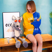 Cute Funny Grey Wolf Plush Toy Stuffed Animal Doll Birthday Gifts