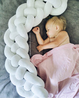 Four Strand Danish Weave Baby Bed Bumper Handmade Knotted Ball Pillow