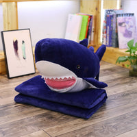 Giant Plush Cute Shark Toy Stuffed Soft Crocodile Pillow with Blanket