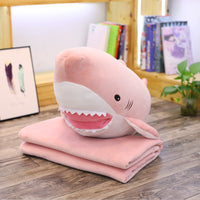 Giant Plush Cute Shark Toy Stuffed Soft Crocodile Pillow with Blanket