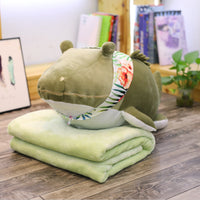Giant Plush Cute Shark Toy Stuffed Soft Crocodile Pillow with Blanket