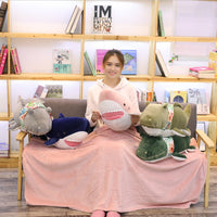 Giant Plush Cute Shark Toy Stuffed Soft Crocodile Pillow with Blanket