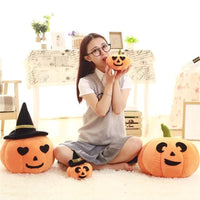 Stuffed Pumpkin Toy with Hat Fruit Pillow Halloween Pumpkin Plush Cushion