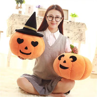 Stuffed Pumpkin Toy with Hat Fruit Pillow Halloween Pumpkin Plush Cushion