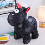 Cute Stuffed Black Unicorn Toy Kids Birthday Gifts Plush Animal Doll