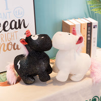 Cute Stuffed Black Unicorn Toy Kids Birthday Gifts Plush Animal Doll