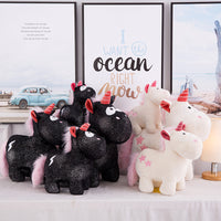 Cute Stuffed Black Unicorn Toy Kids Birthday Gifts Plush Animal Doll