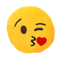 32cm Emoji Emoticon Yellow Round Cushion Stuffed Plush Soft Pillow Role Play Games Accessories Gift for Kids