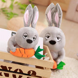 Grey Rabbit with Carrot Plush Toy Cute Soft Stuffed Bunny Animal Doll