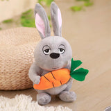 Grey Rabbit with Carrot Plush Toy Cute Soft Stuffed Bunny Animal Doll