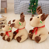 Christmas Scarf Elk Plush Toys Cute Cartoon Deer Animal Stuffed Doll