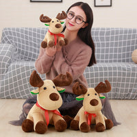 Christmas Scarf Elk Plush Toys Cute Cartoon Deer Animal Stuffed Doll