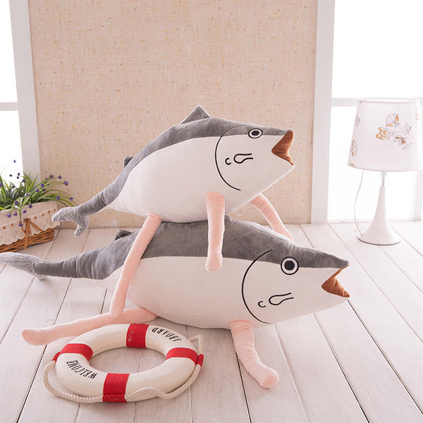 Cute Cartoon Salted Fish Plush Toy Soft Stuffed Fish Cushion Pillow