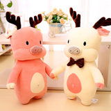 Cartoon Piggy Christmas Elk Plush Toy Soft Stuffed Pig Toy Pillow